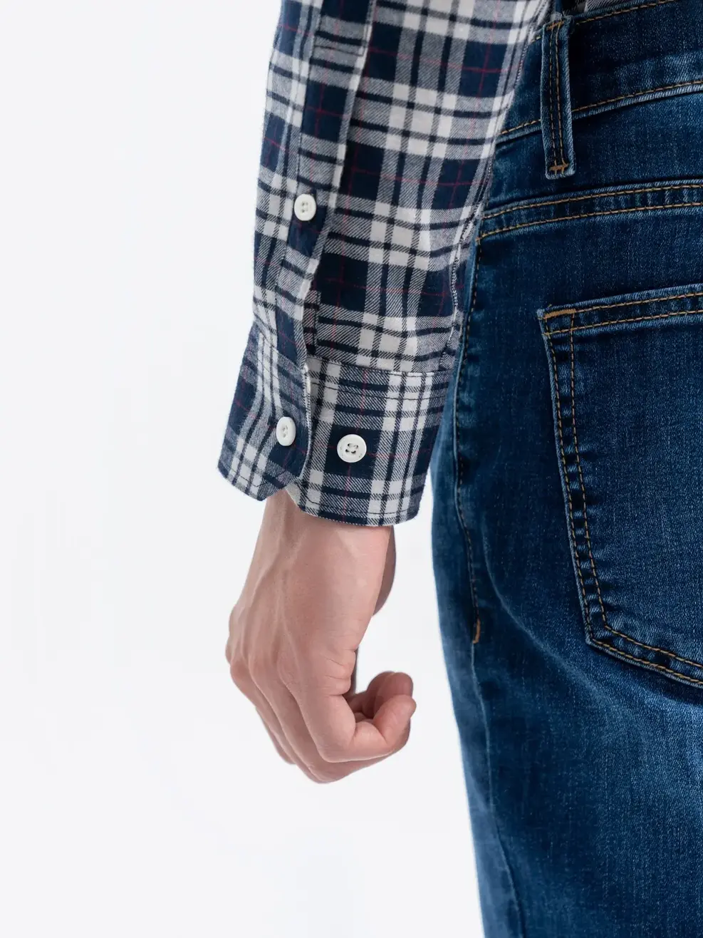 Sơ Mi Dài Tay Nam Kẻ Caro Túi Ngực - Kẻ xanh đen - M