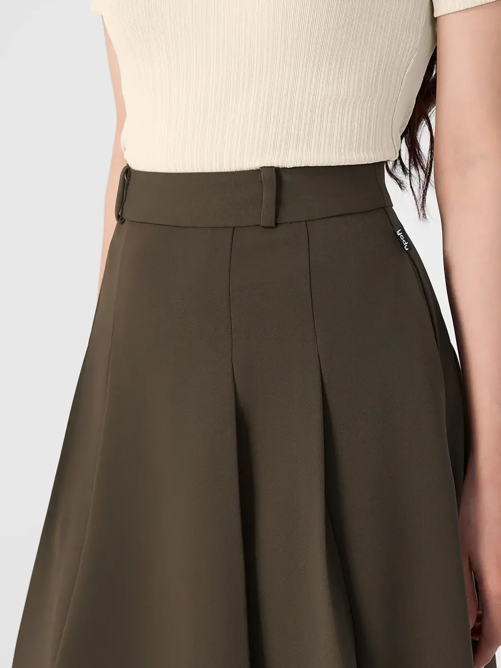 Chân Váy Nữ Xếp Ly Midi Dài - Nâu đậm - S