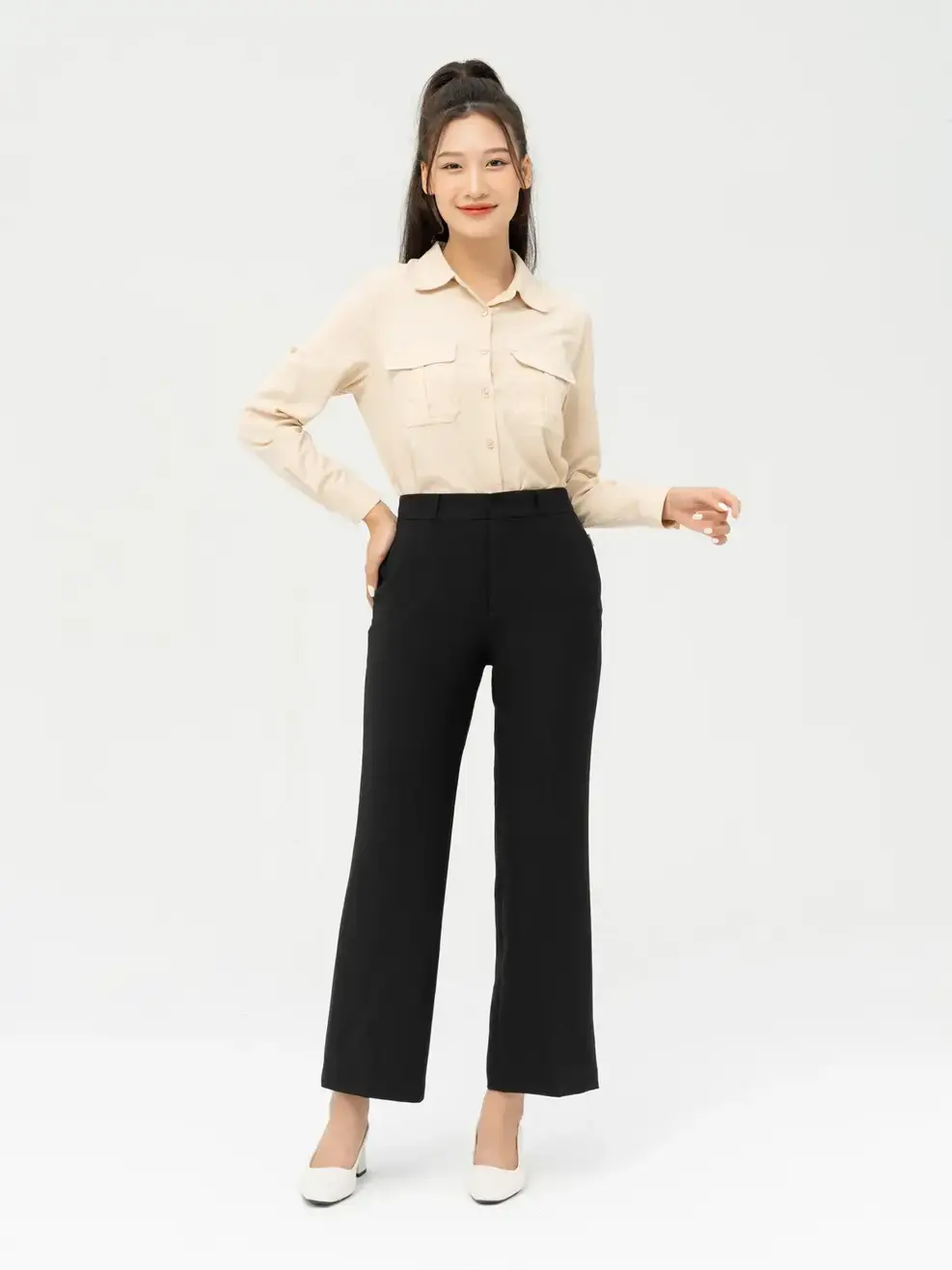 Quần Dài Ống Vểnh Cơ Bản (QAN6014) - ĐEN 002 - S