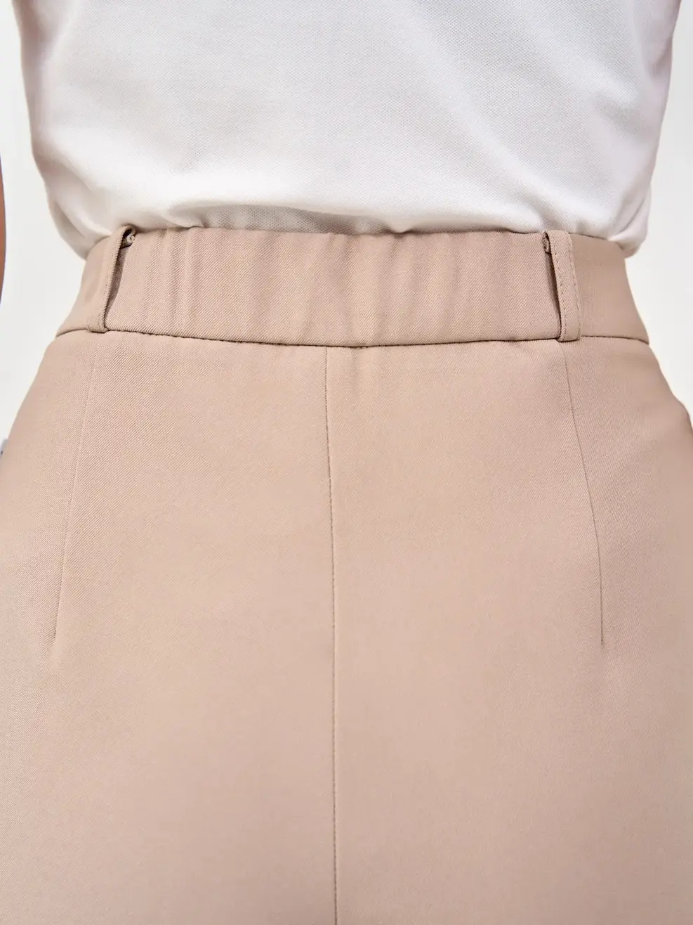 Quần Tây Nữ Ống Đứng Chun Cạp Sau - Ghi be - S