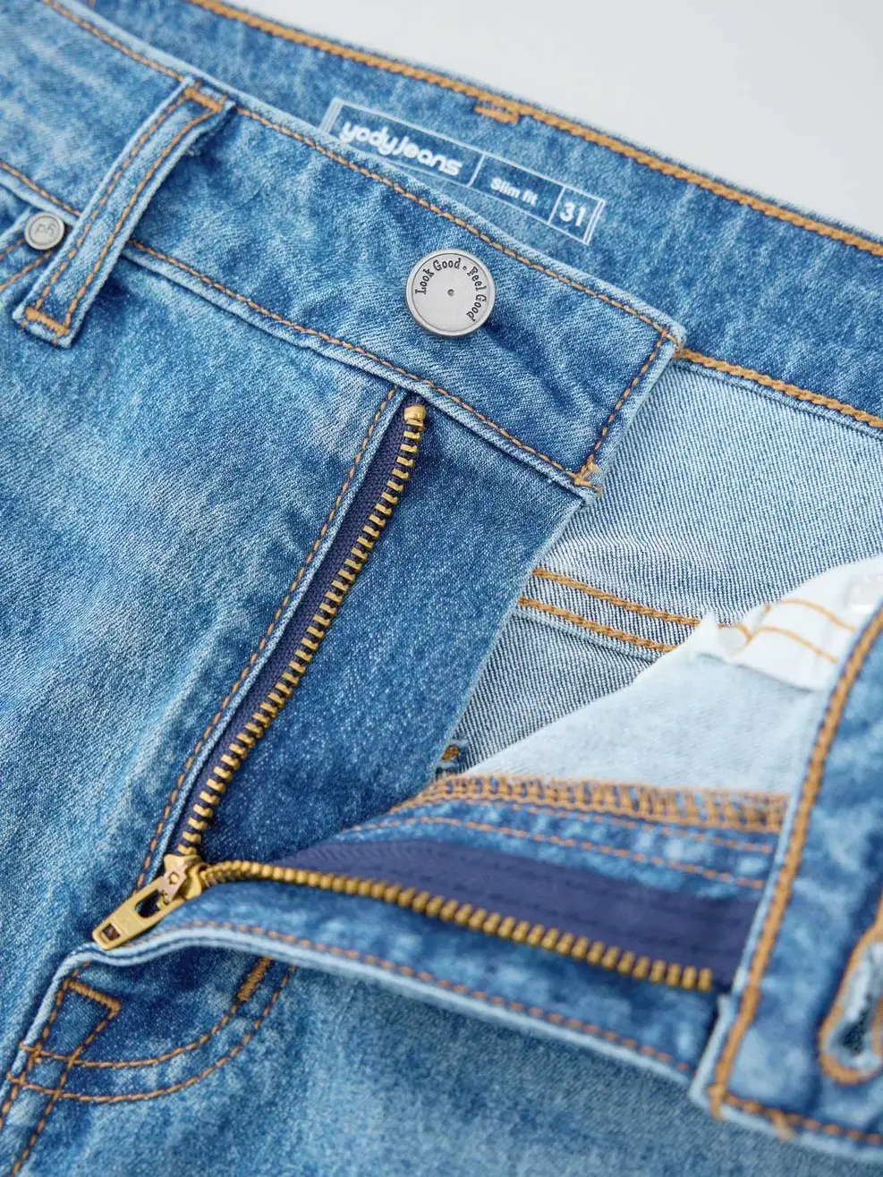 Quần Jean Nam Slim Fit Light Weight Cào Xước  - xanh trung - 34