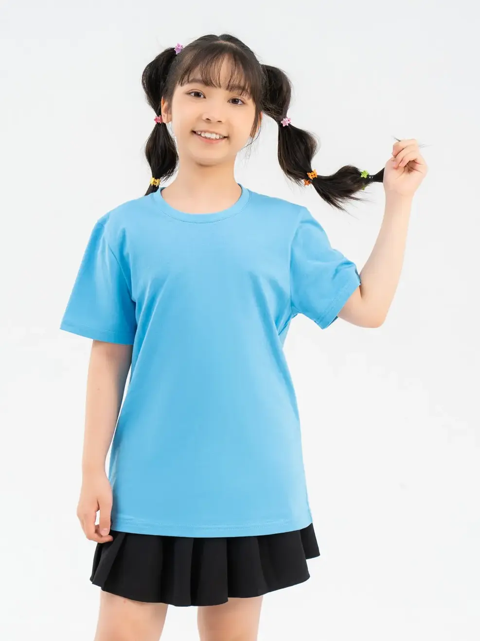 T-shirt Kid Lớn Cơ Bản Cotton Usa - Xanh dương - 8