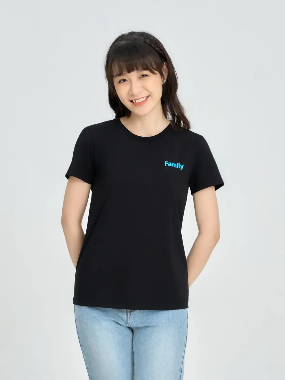 Áo thun nữ family - Đen - XL