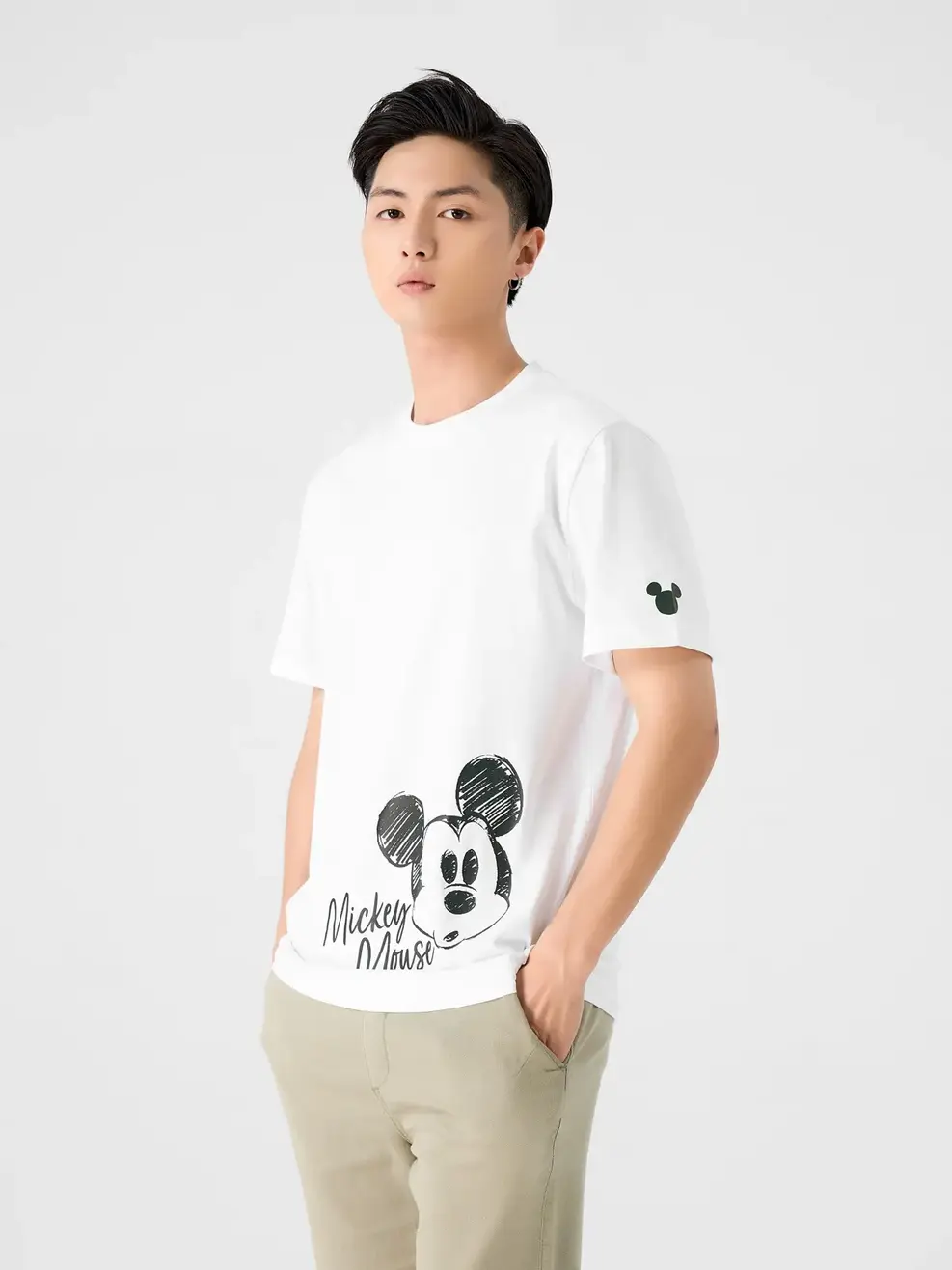 Áo Phông Nam In Mickey Mouse - Trắng - M