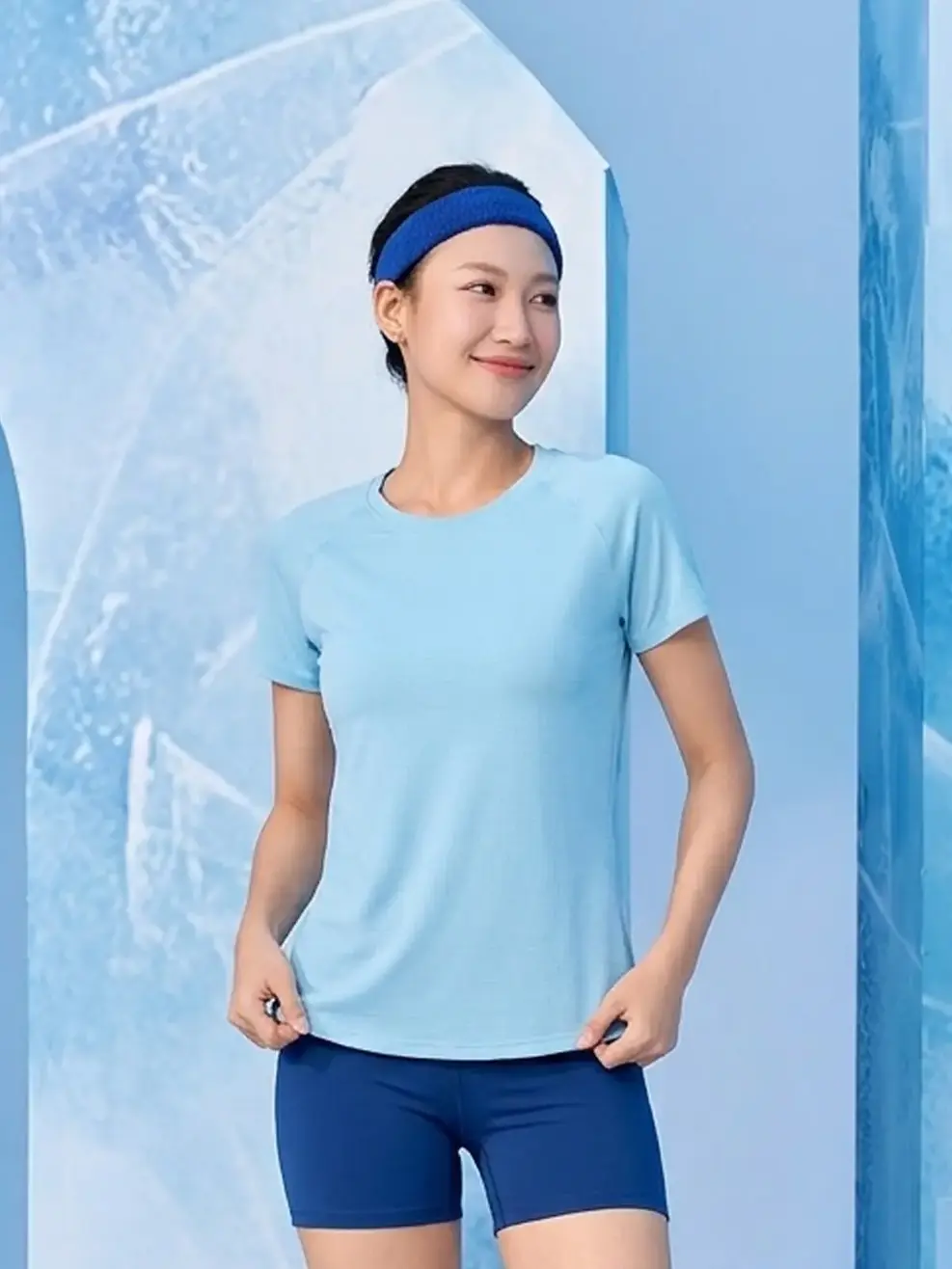 Áo Phông Thể Thao Siêu Nhẹ Đuôi Tôm - xanh trời 008 - S