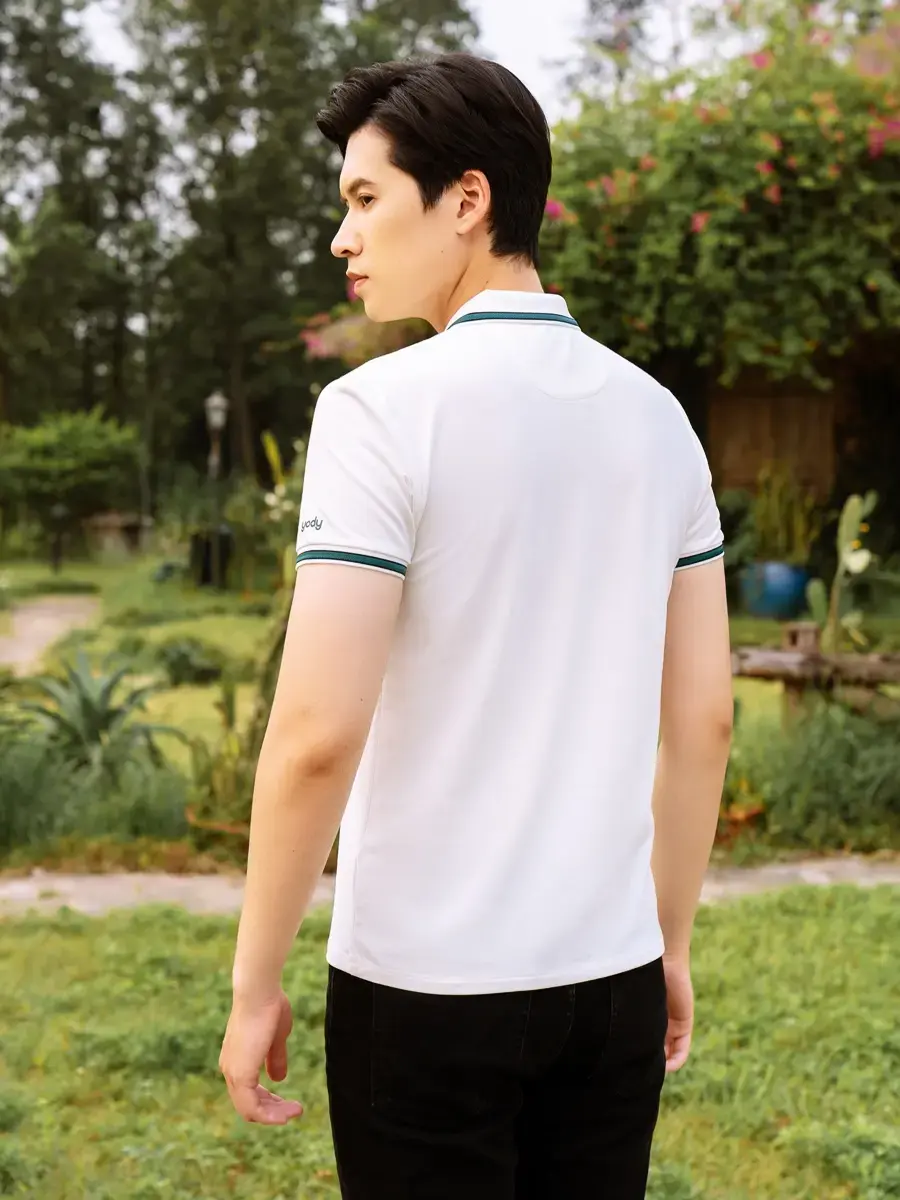 Áo polo nam mắt chim bo dệt nổi - Trắng - 3XL