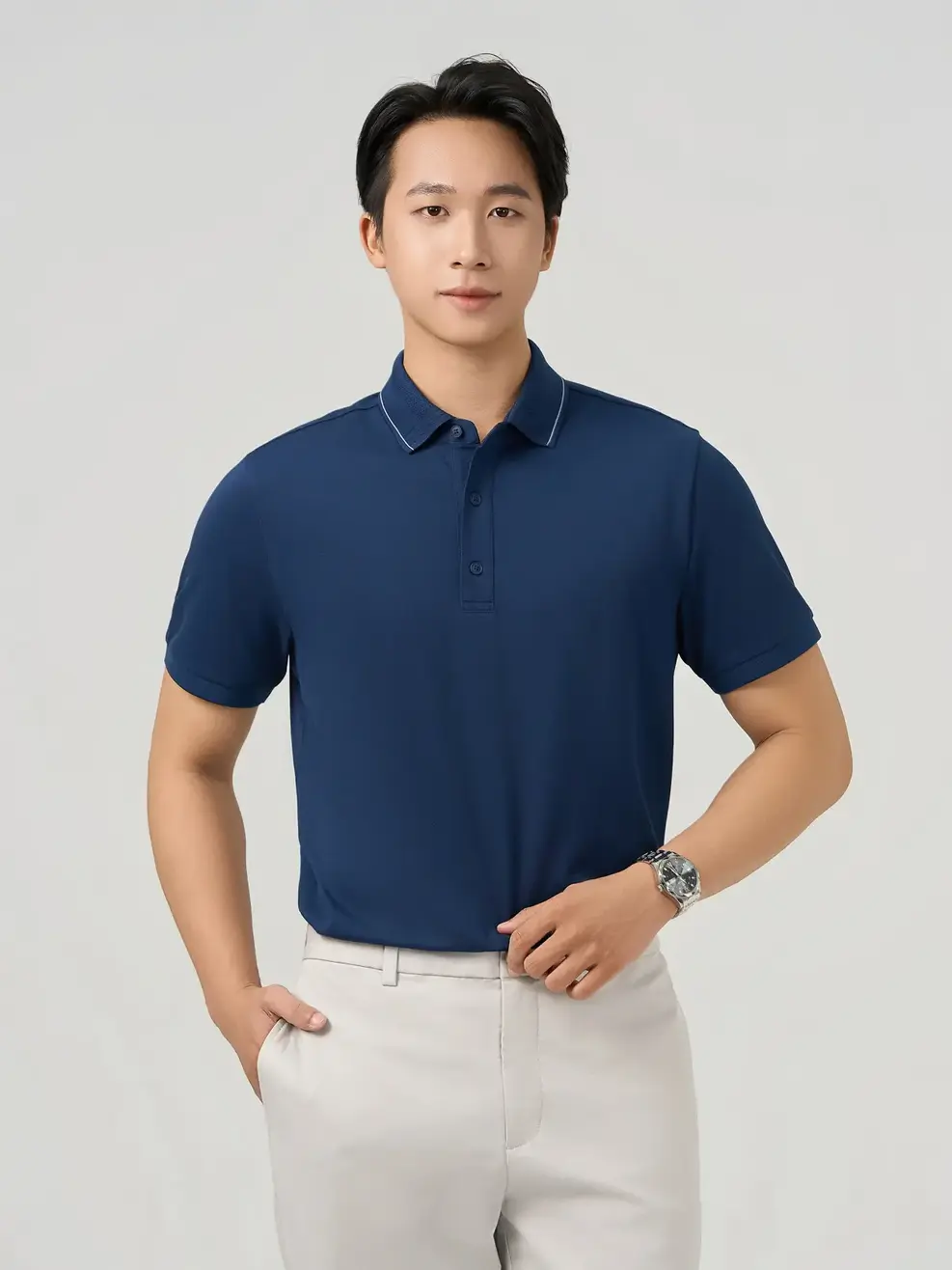 Áo Polo Nam Mắt Chim Cơ Bản Dáng Suông - Tím Than 006 - S