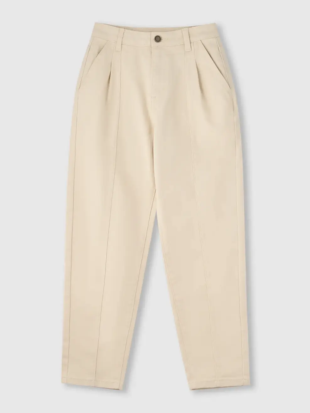 Quần Jeans Nhuộm Màu Baggy Xếp Ly - Beige 077 - 26