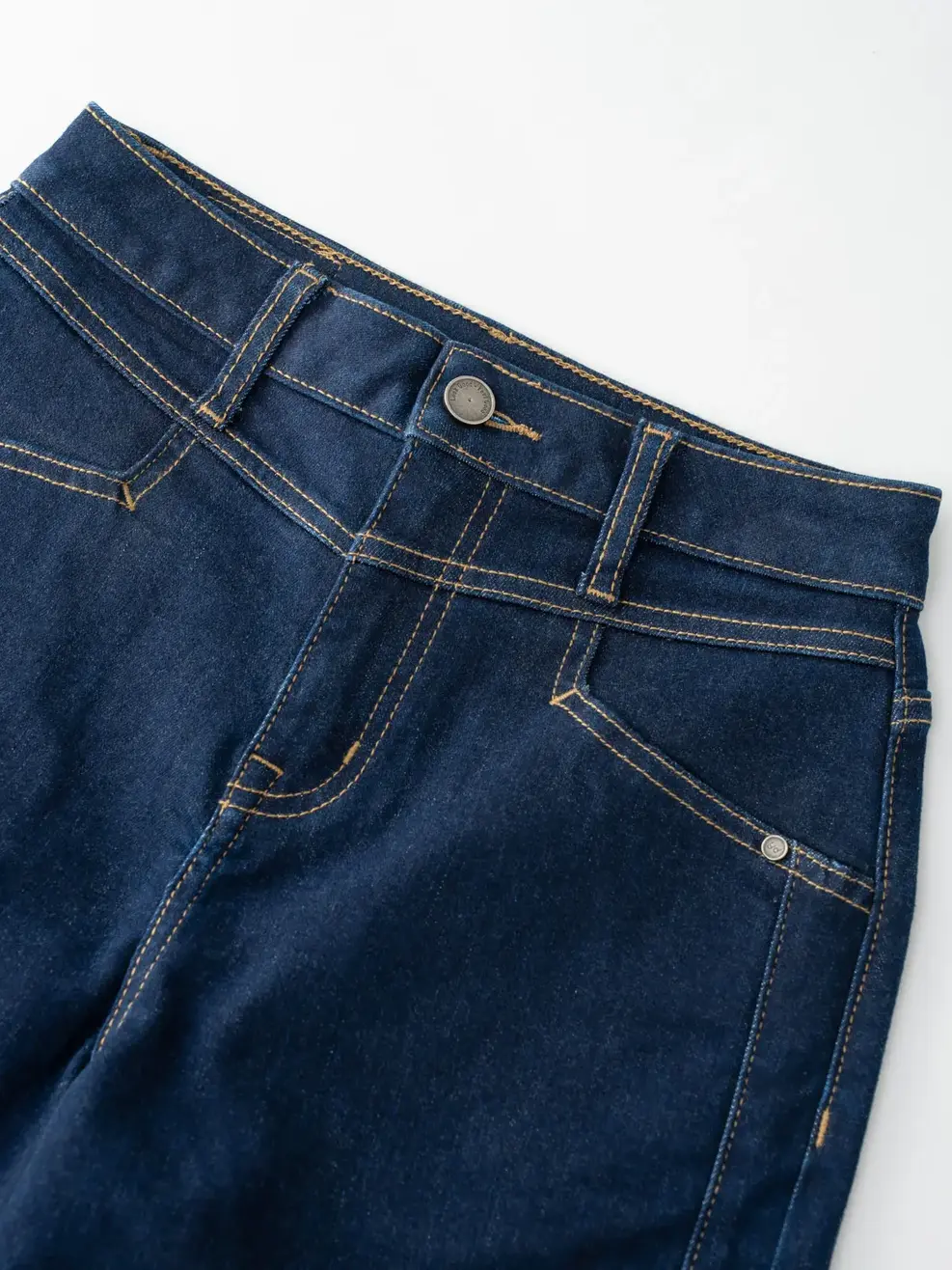 Quần Jean Nữ Baggy Cạp Cắt Phối  - Xanh đậm - 25