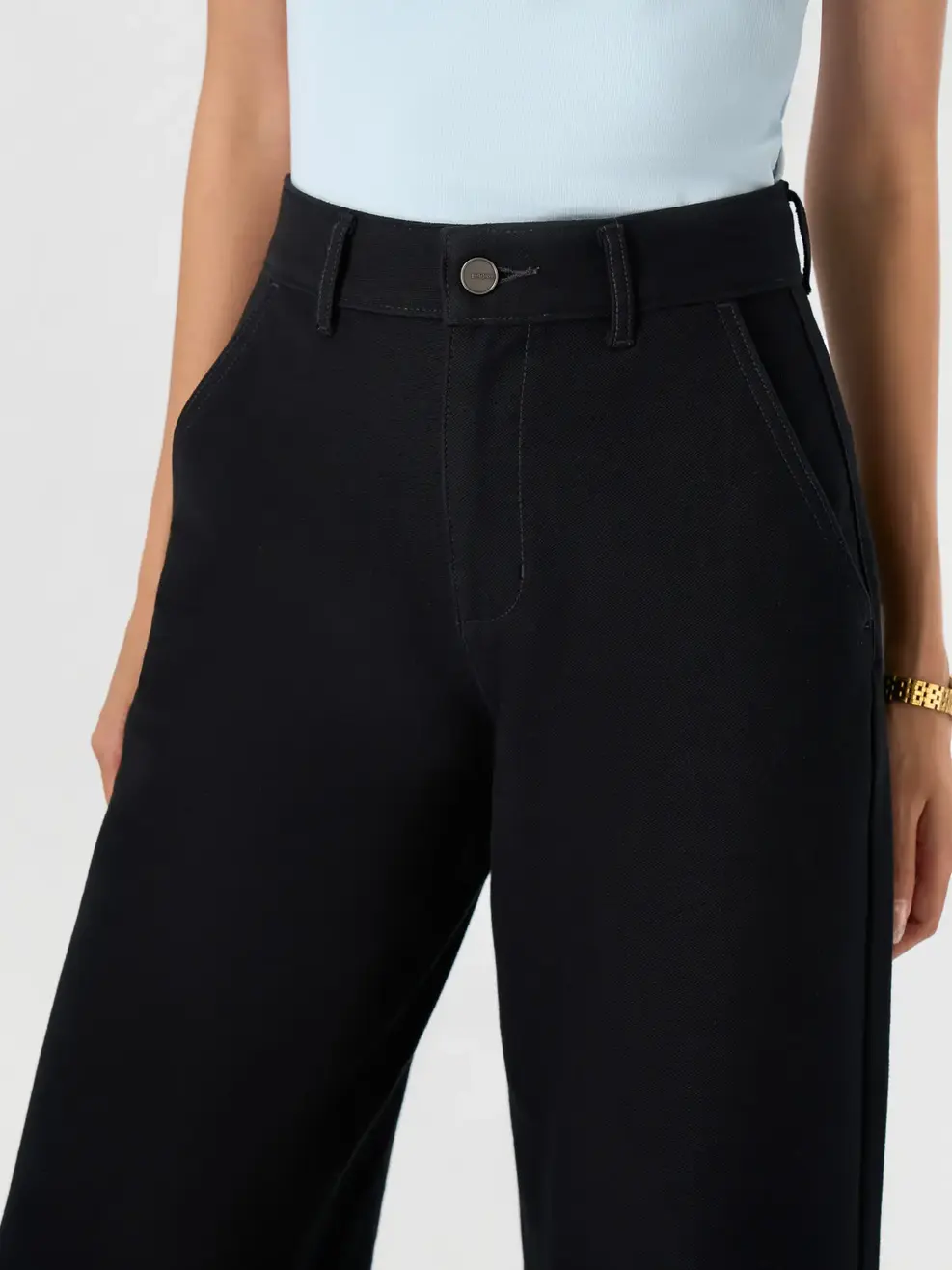 Quần Jeans Nữ Wide Leg Soft Knit Denim Siêu Co Giãn - Đen 073 - 26