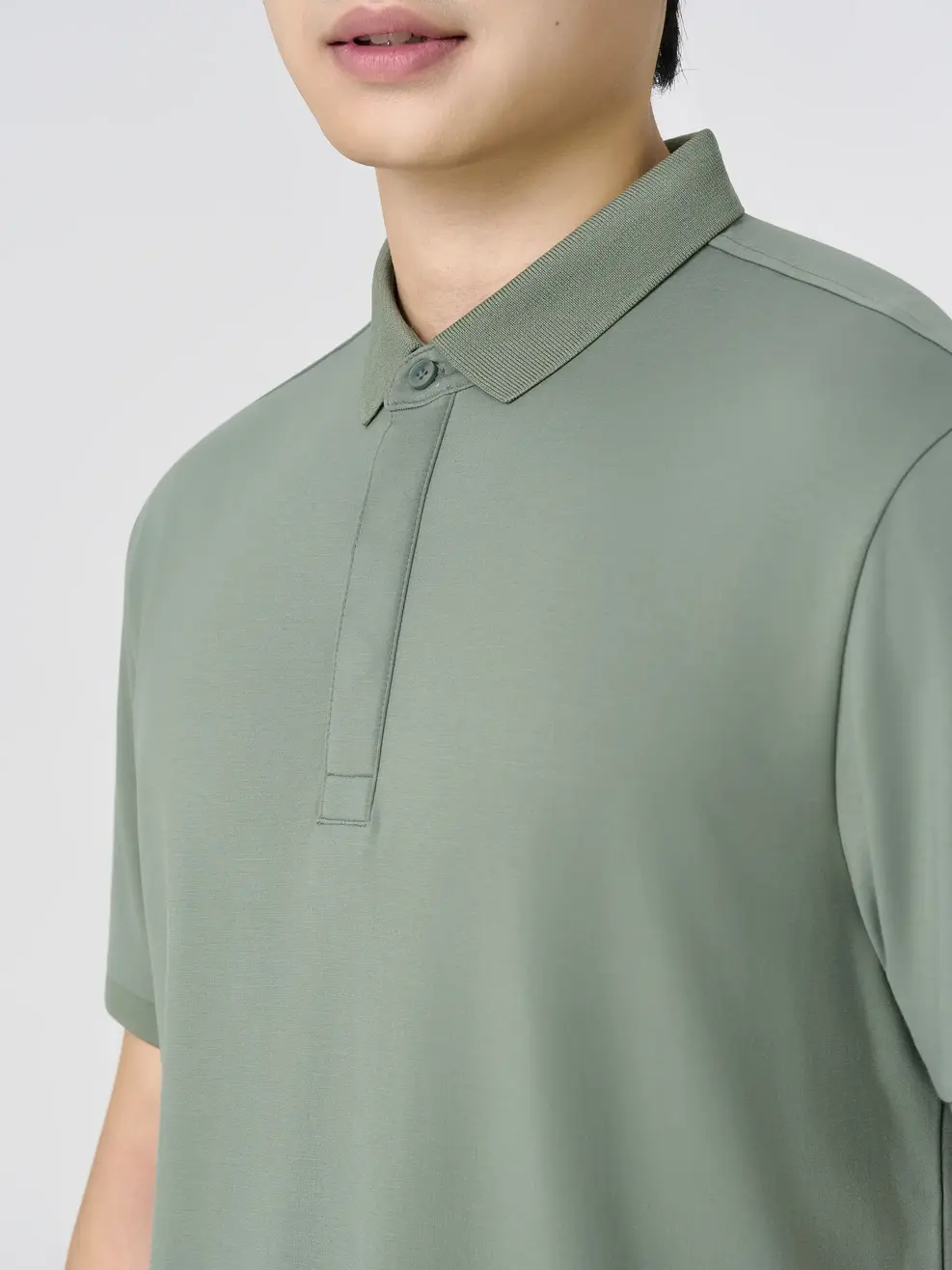 Áo Polo Nam Slim Nẹp Giấu Cúc - Xanh lá 034 - S