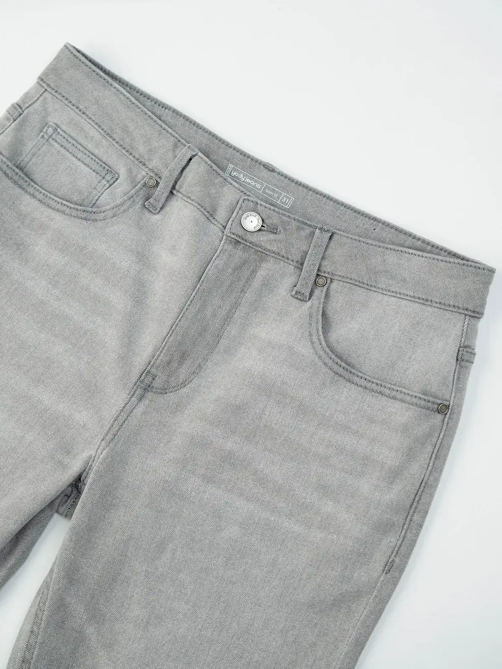 Quần Jeans Nam Slim Fit Poly Bền Vững - Ghi - 28