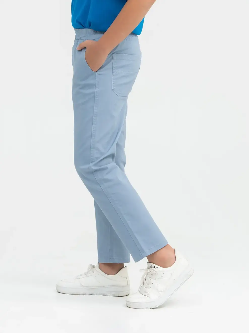 Quần Jeans Kid Khaki Suông Túi Ốp - Xanh lơ - 6