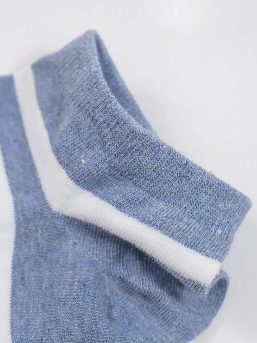 Tất nữ cotton cổ ngắn dệt kẻ - Xanh dương