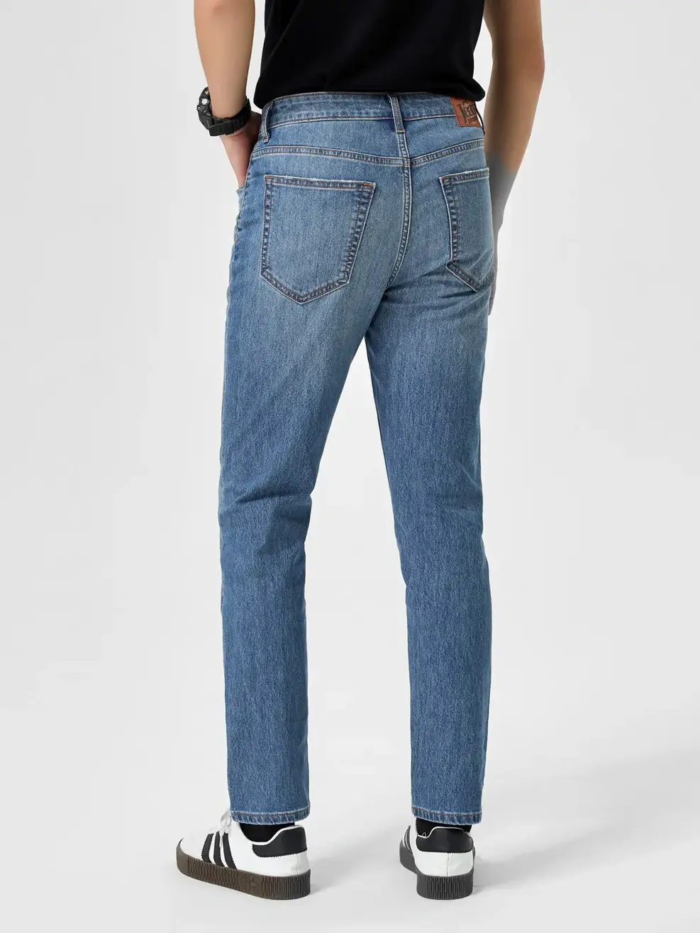 Quần Jean Nam Slim Fit Light Weight Cào Xước  - xanh trung - 34