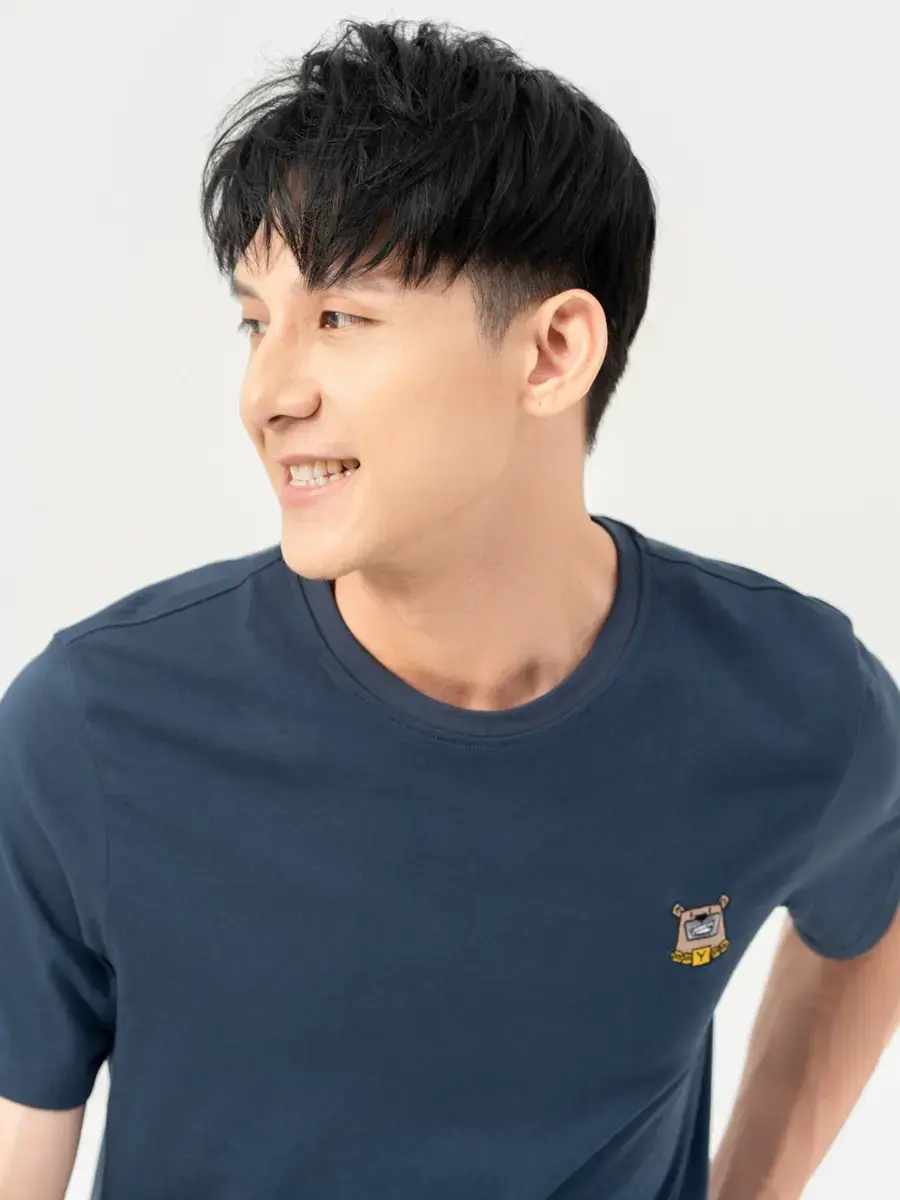 T-shirt Nam Thêu Ngực Bột Ngô - Navy - M