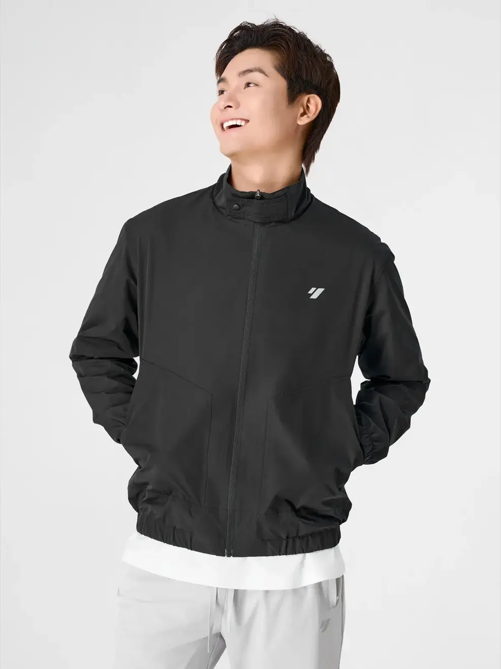 Áo Khoác Gió Nam Cổ Dựng Cúc Bấm - ĐEN 002 - M