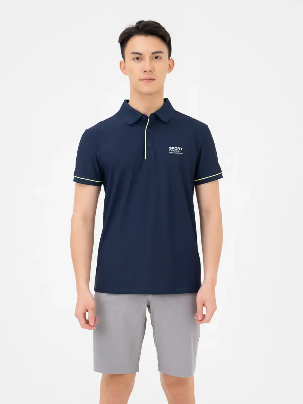 Polo Thể Thao Nam Airycool In Ngực Phối Màu - Navy - M