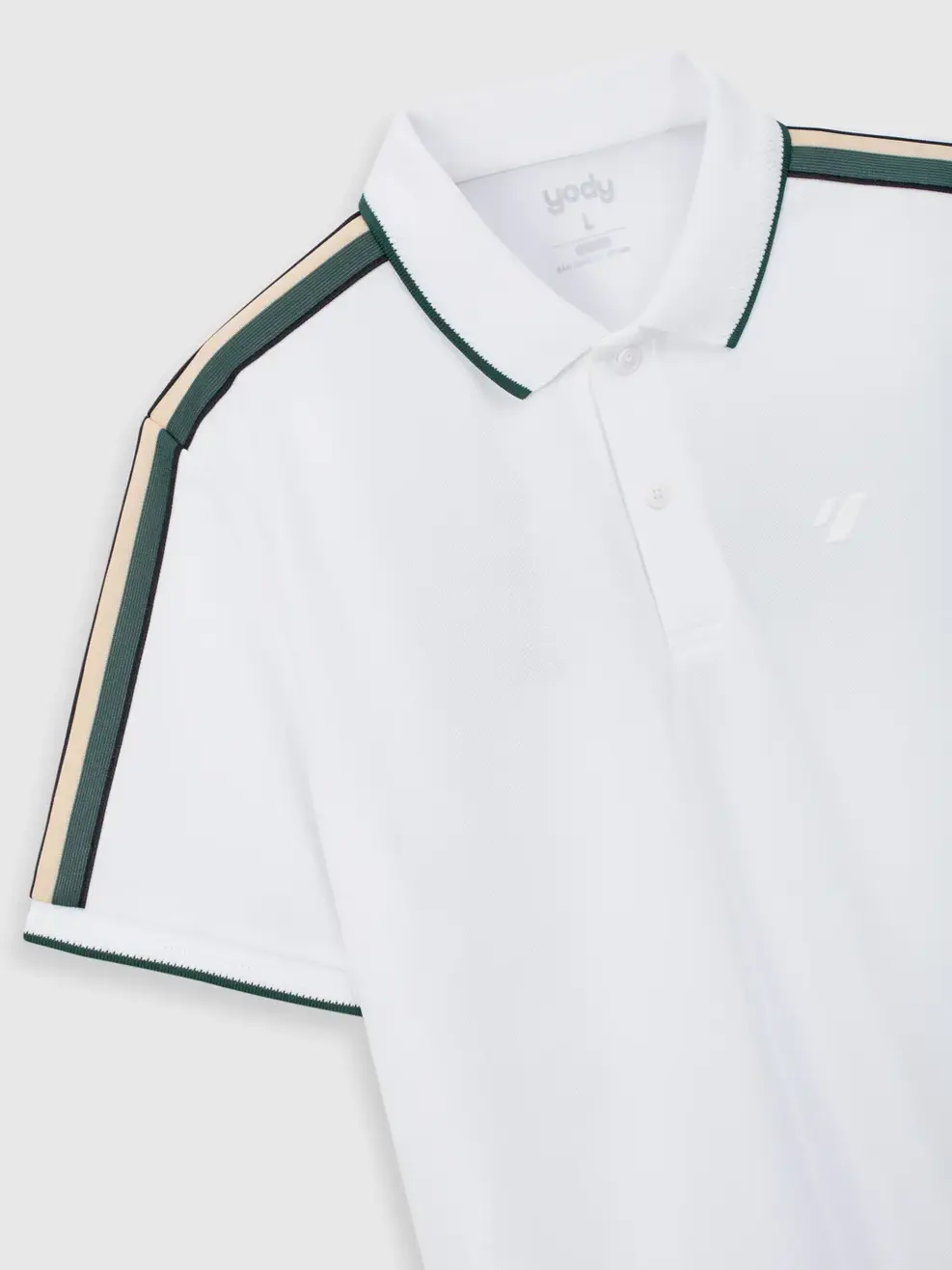 Áo Polo Phối Dây Dệt Năng Động - Trắng 001 - S