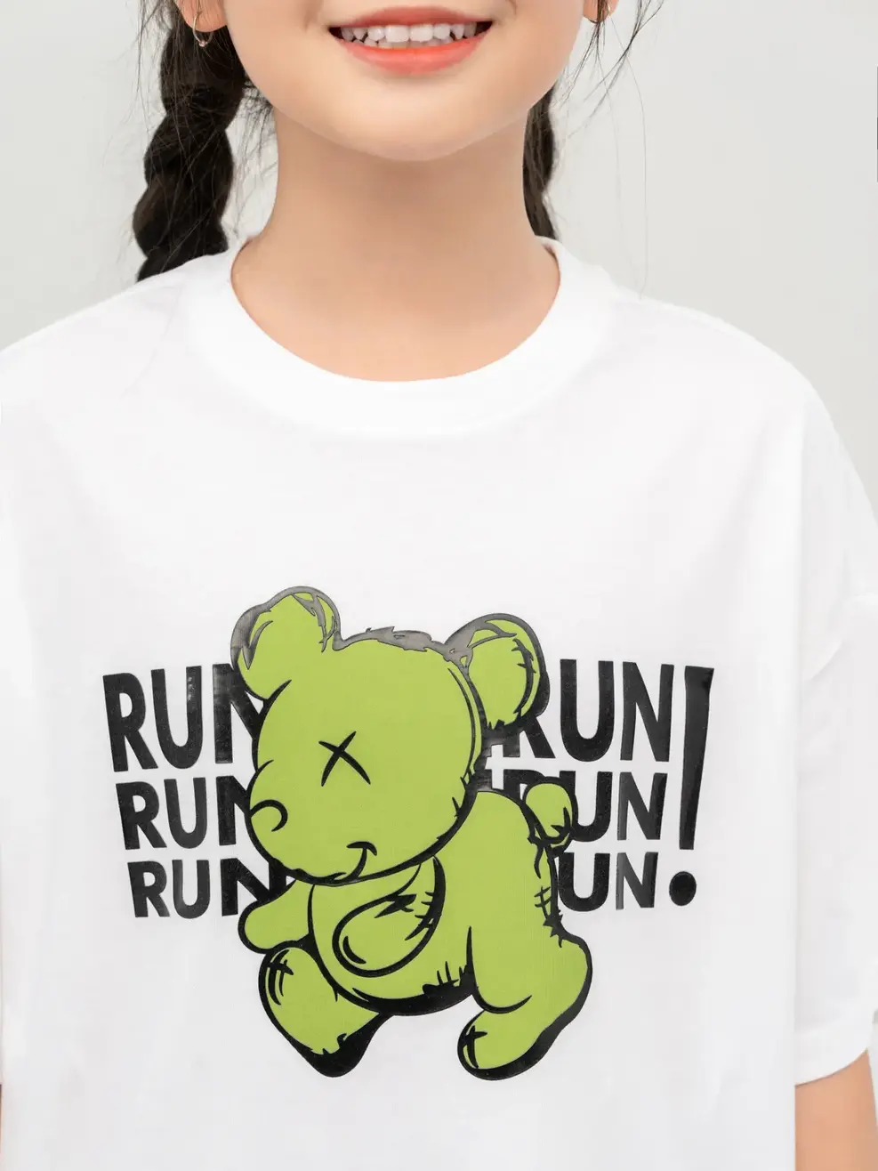 Đồ Bộ Kid In Gấu Run Cotton Usa - Trắng Xanh - 8