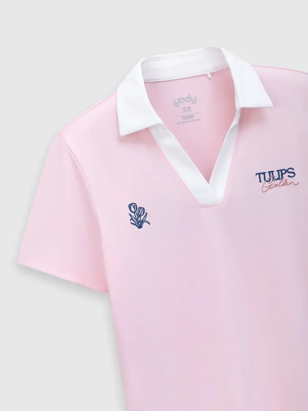 Áo Polo Nữ Cổ V Thêu Hình - Hồng 104 - XL