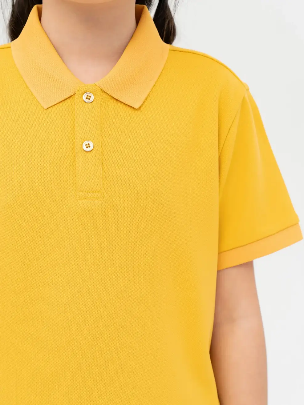 Polo Trẻ Em Cafe Dệt Tổ Ong Basic - Vàng - 14