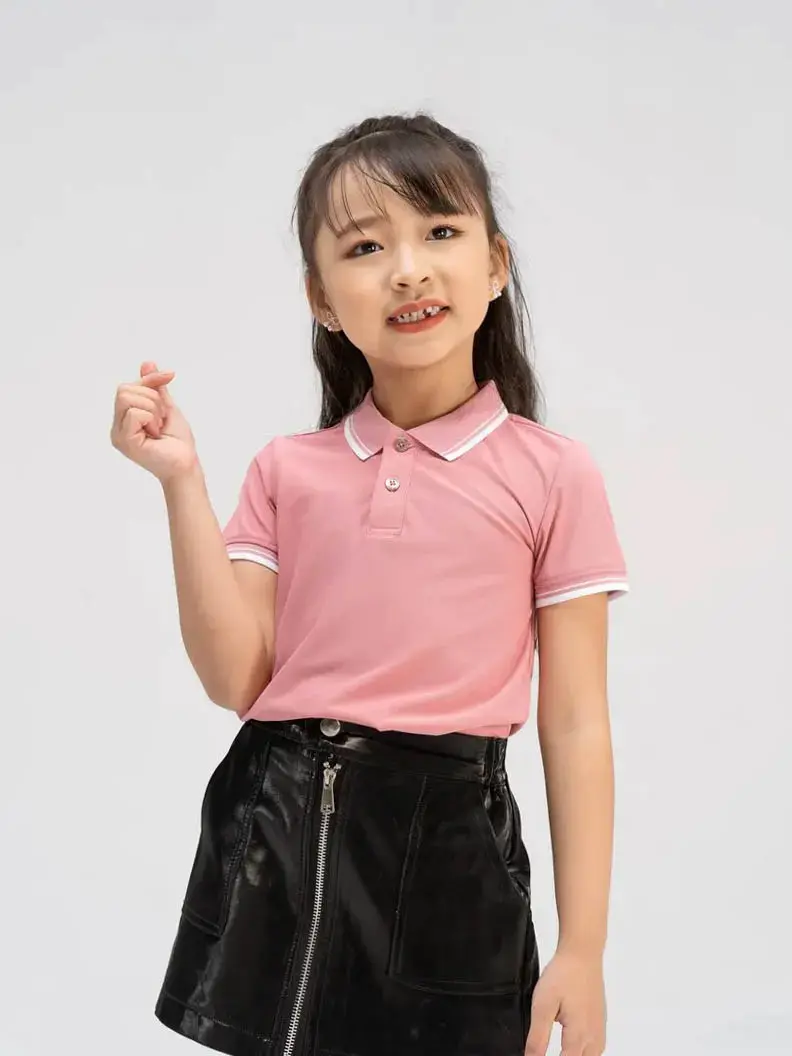 Polo kid airy cool bo kẻ - Hồng - 6