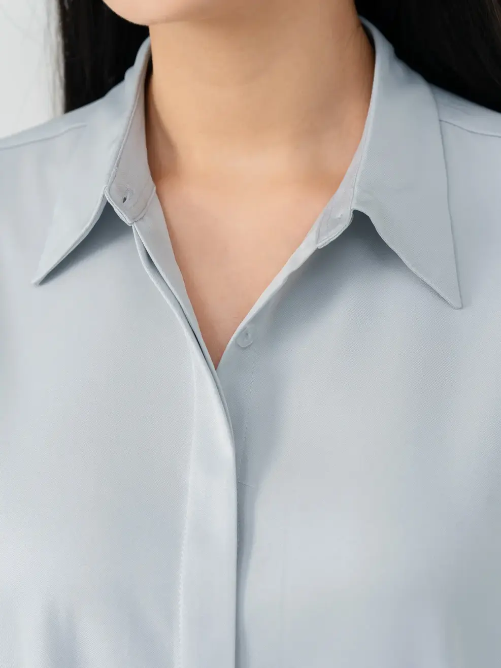 Sơ Mi Dài Tay Nữ Nano Dáng Suông - Xám nhạt - M