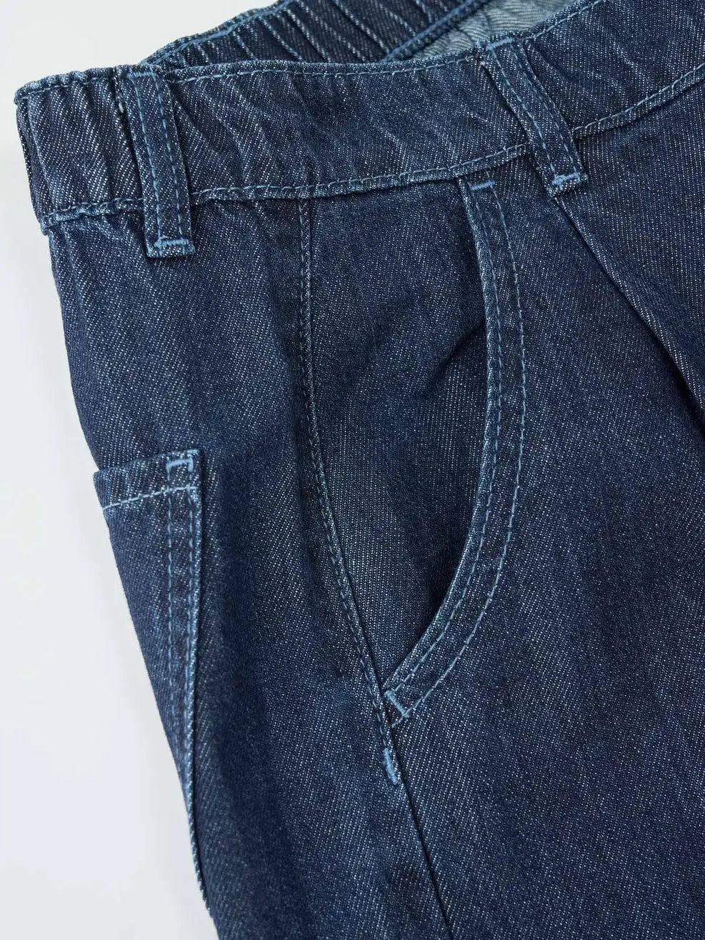 Quần Jeans Ống Suông Cạp Chun Mỏng Nhẹ - Màu chàm 001 - 26