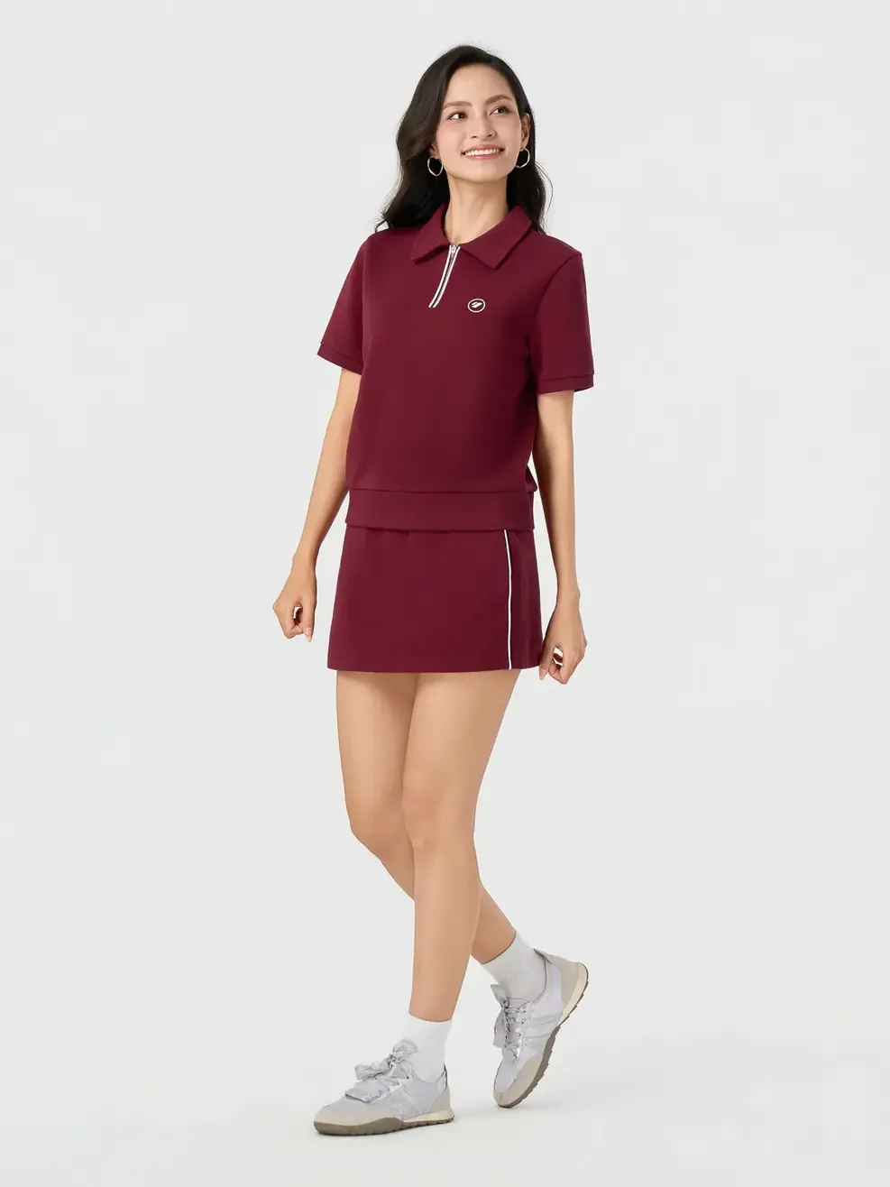 Bộ Đồ Nữ Cổ Nẹp Khóa Chân Váy - Đỏ 050 - S