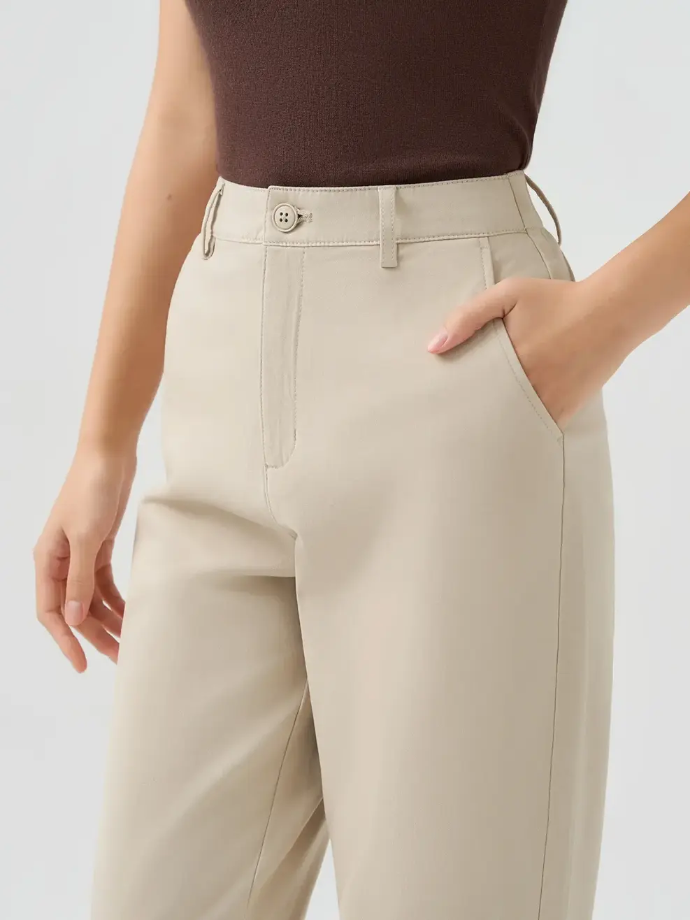 Quần Khaki Baggy Cạp Bán Chun - Be 043 - 26