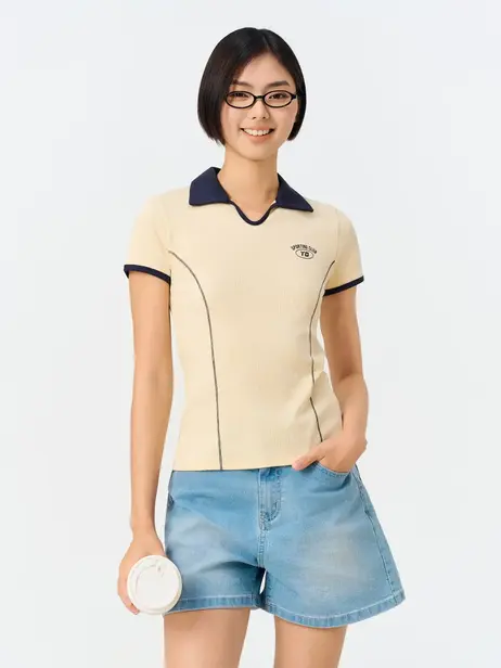 Áo Polo Nữ Diễu Chỉ Phối Màu