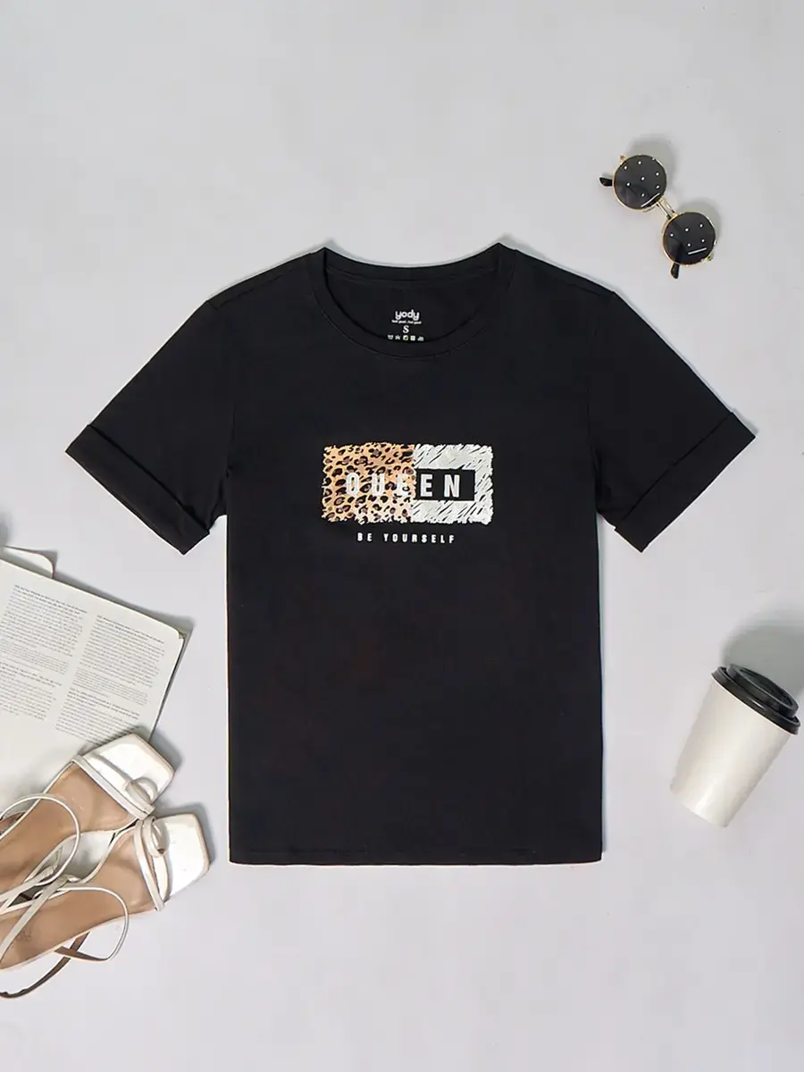 Áo thun nữ in QUEEN - Đen - L