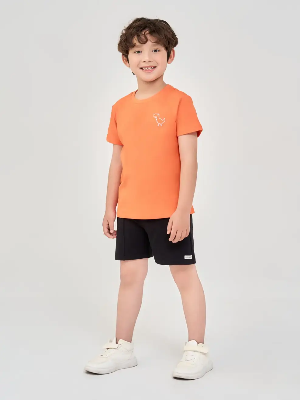 T-shirt Kid Thêu Khủng Long Cotton Usa - Cam - 2