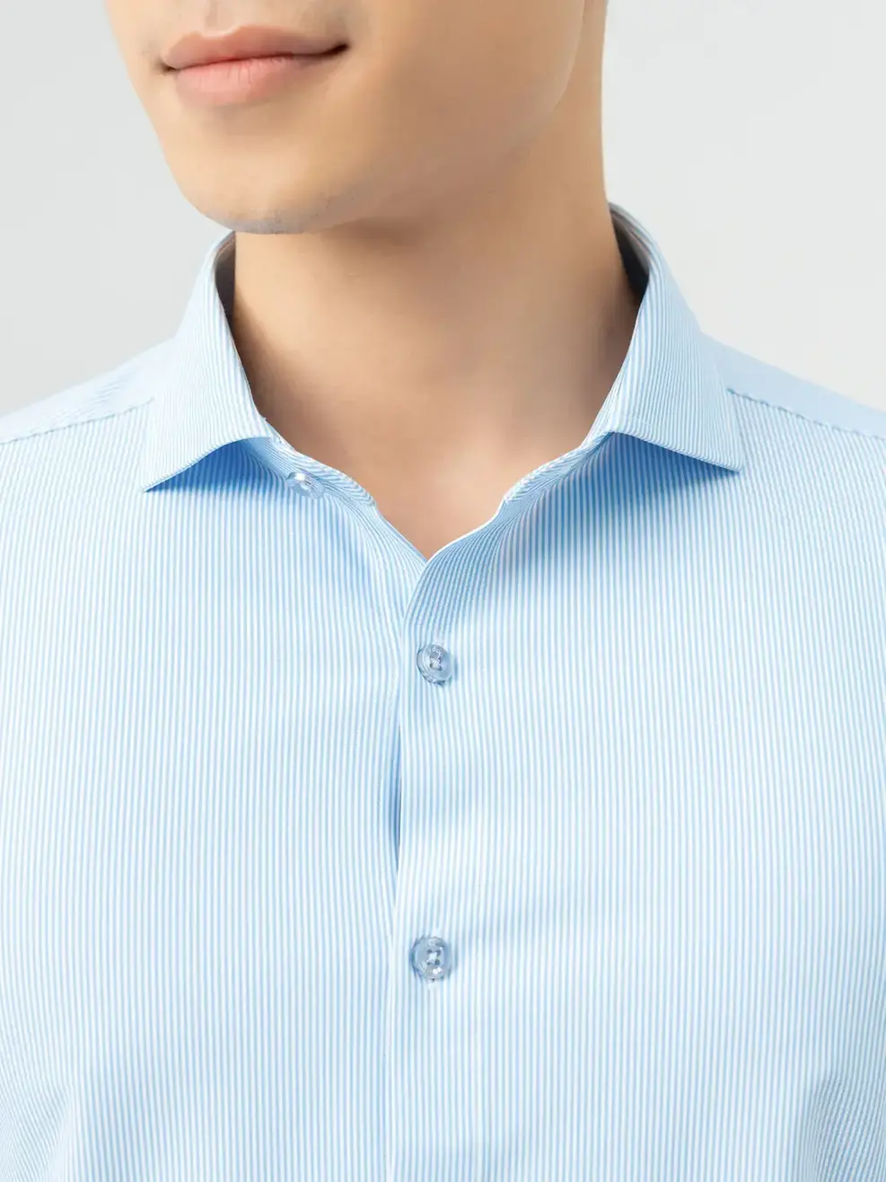 Áo Sơ-mi nam dài tay Knit kẻ sọc (SMM7019) - Kẻ Xanh Da Trời 192 - M