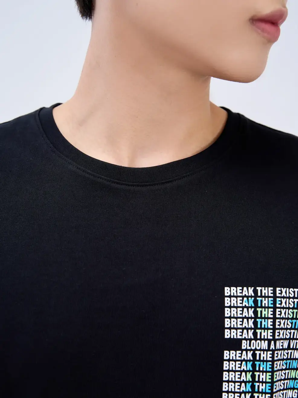 Áo thun nam in BREAK THE RULES - Đen - L