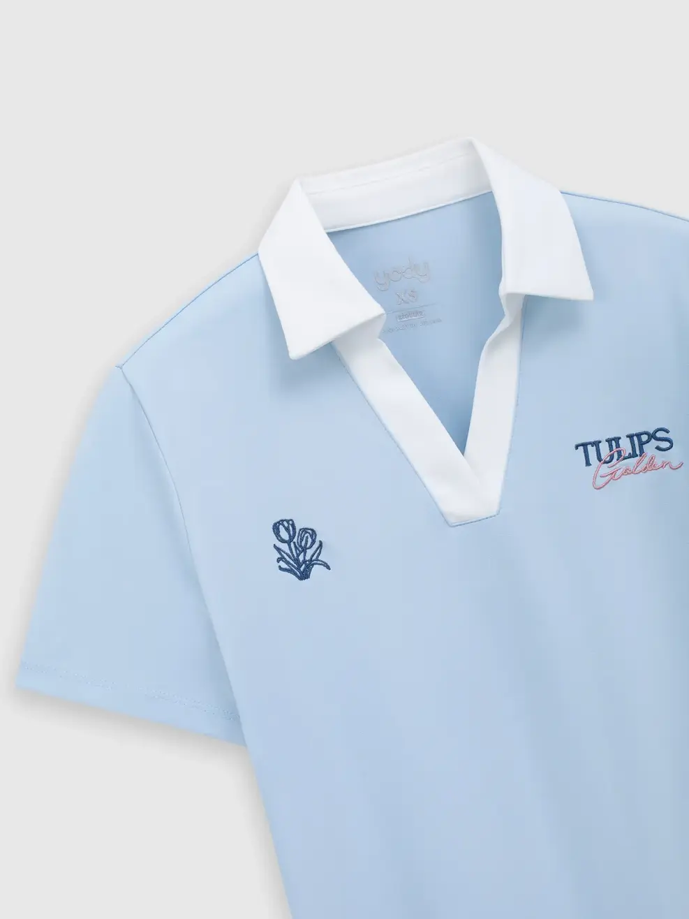 Áo Polo Nữ Cổ V Thêu Hình - Xanh Da Trời 084 - XL