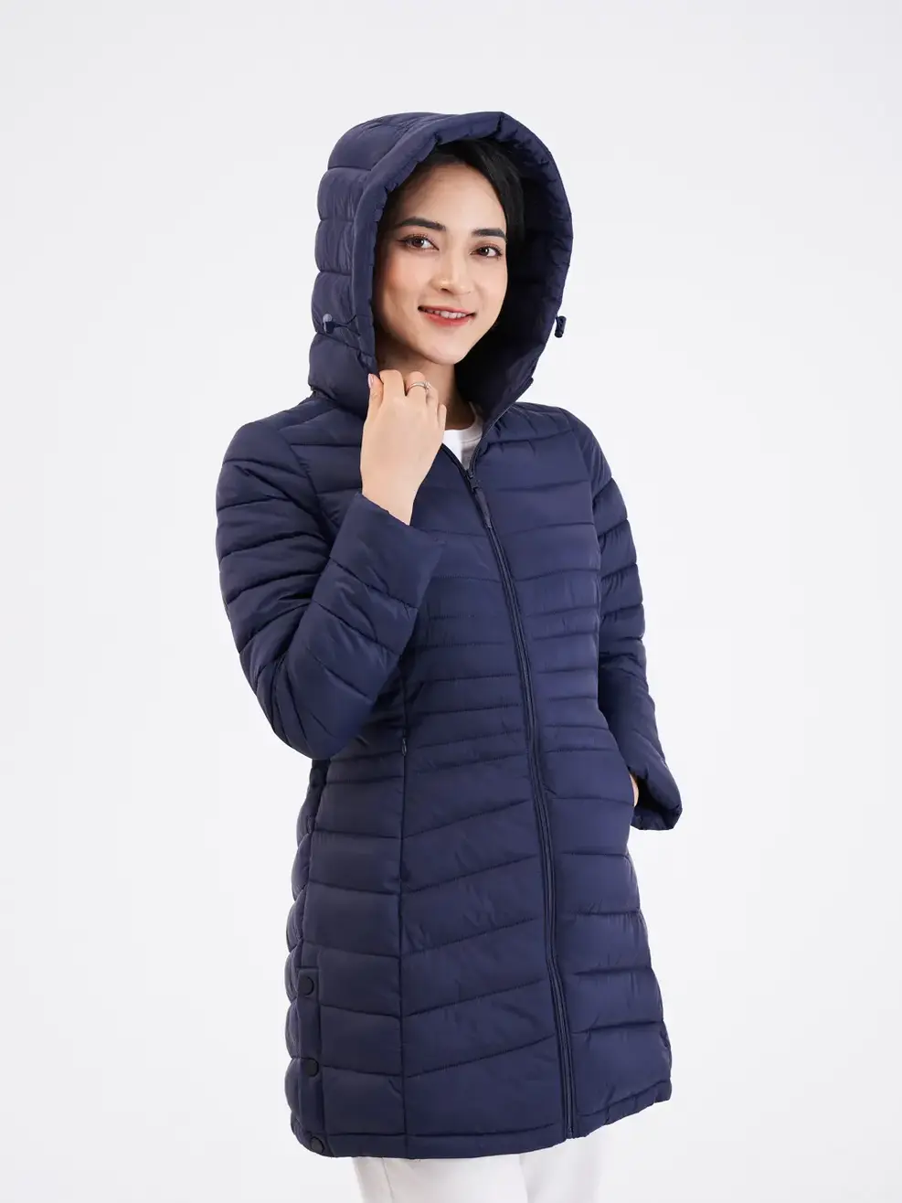 Phao nữ Yody dáng dài - Tím than - XL