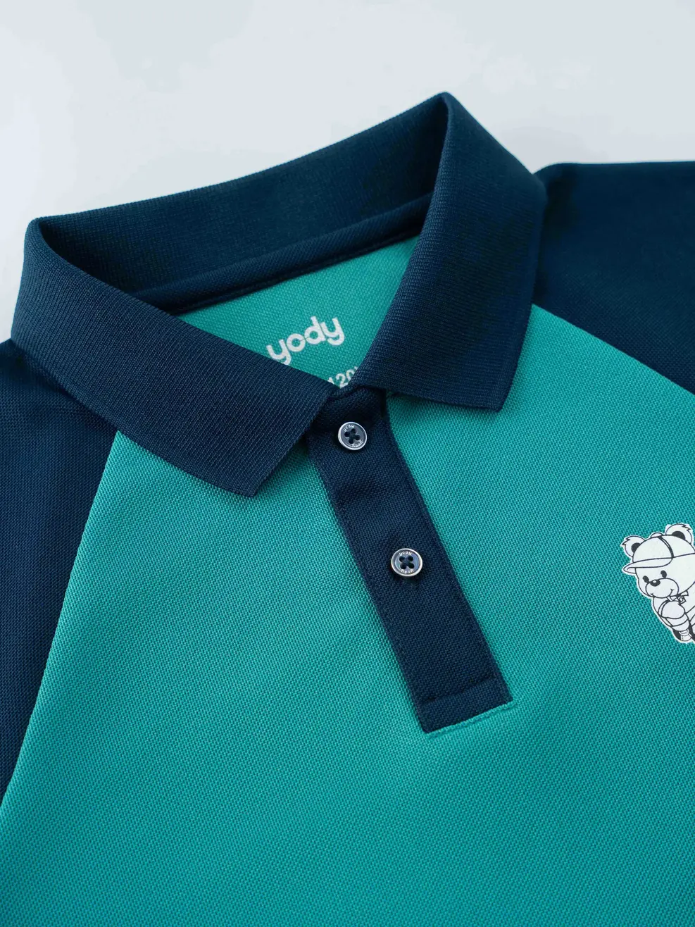 ÁO POLO TRẺ EM IN GẤU - Xanh - 6