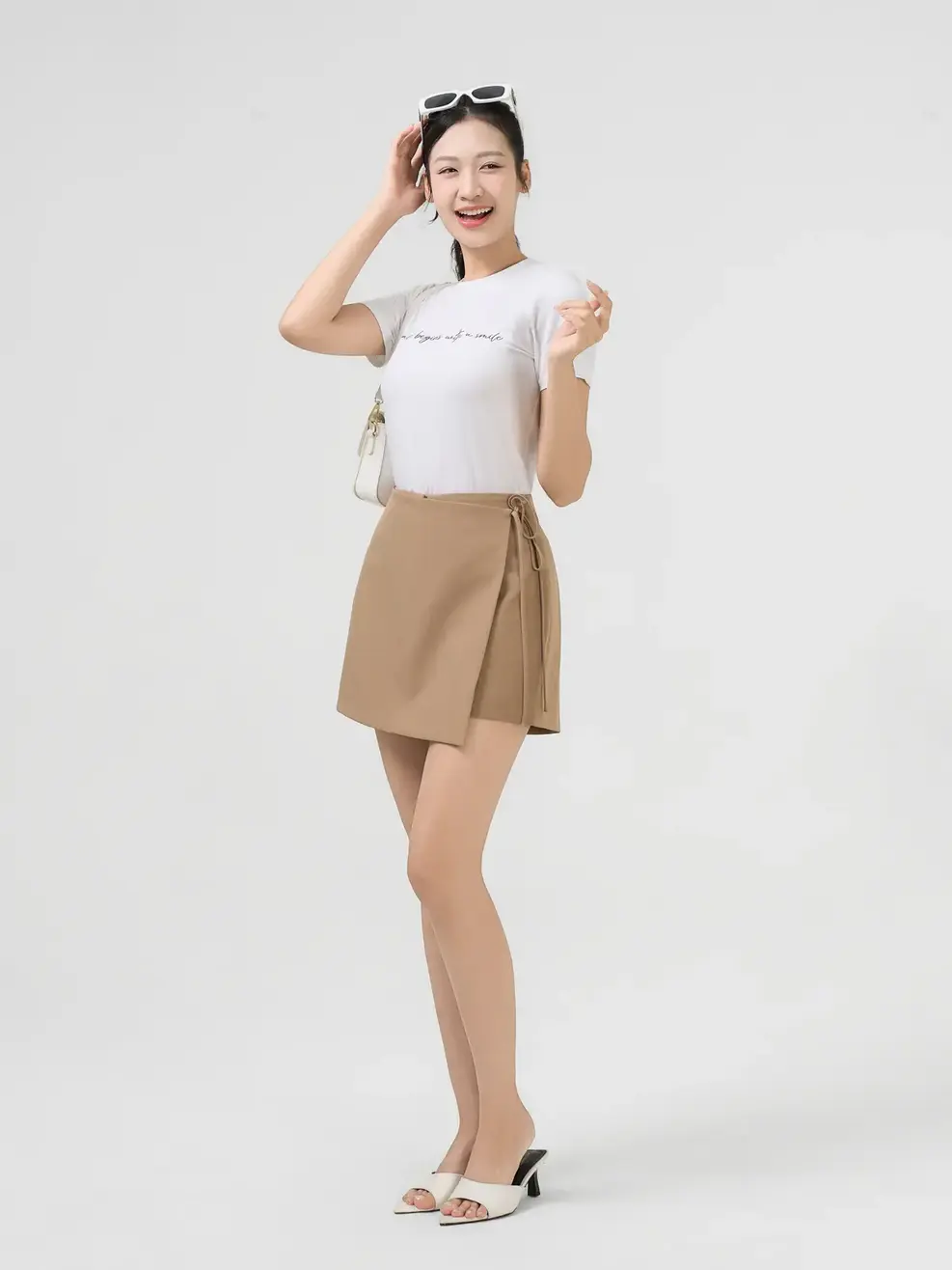 Chân Váy Tà Buộc Mix Short - NÂU SỮA 8 - S