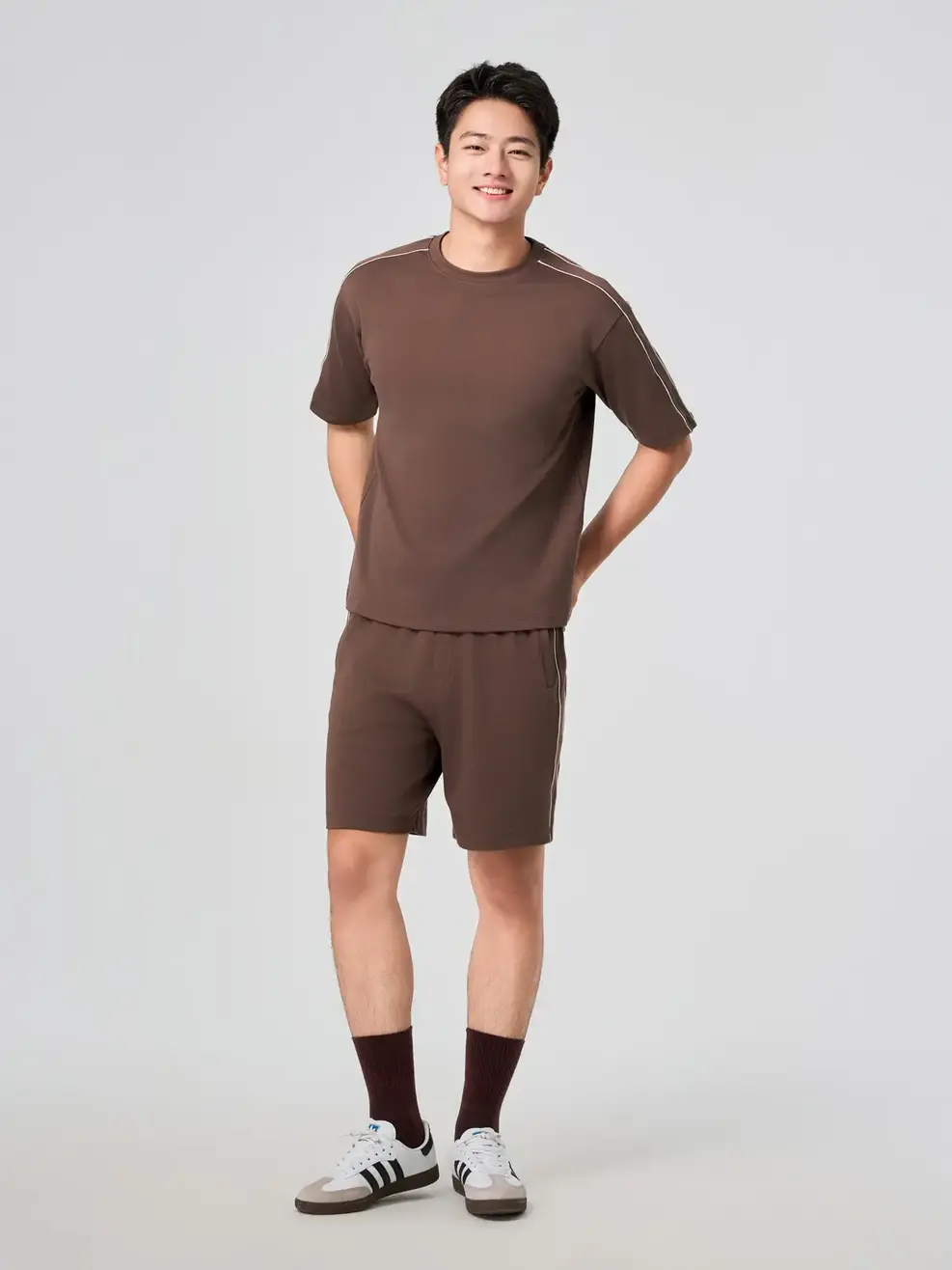 Bộ Đồ Nam Phối Lé - Màu nâu 002 - M