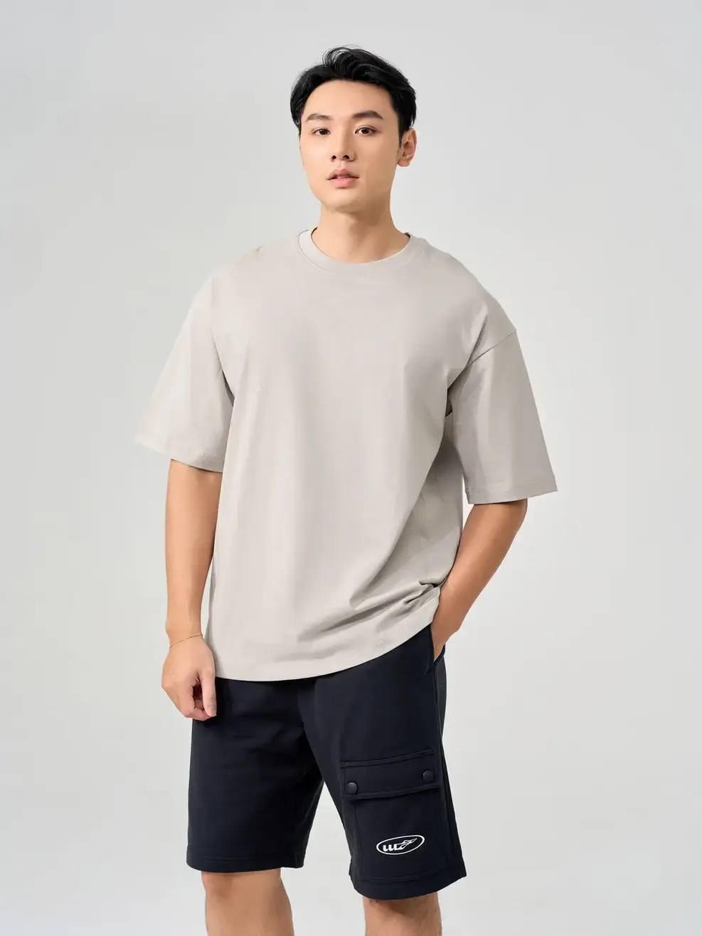 T-shirt Nam Relax Can Chỉ - Ghi nhạt - M