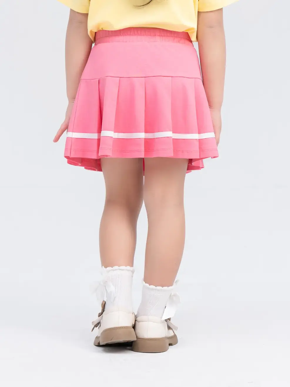 Chân Váy Trẻ Em Xếp Ly Hai Tầng - Hồng đậm - 2-3