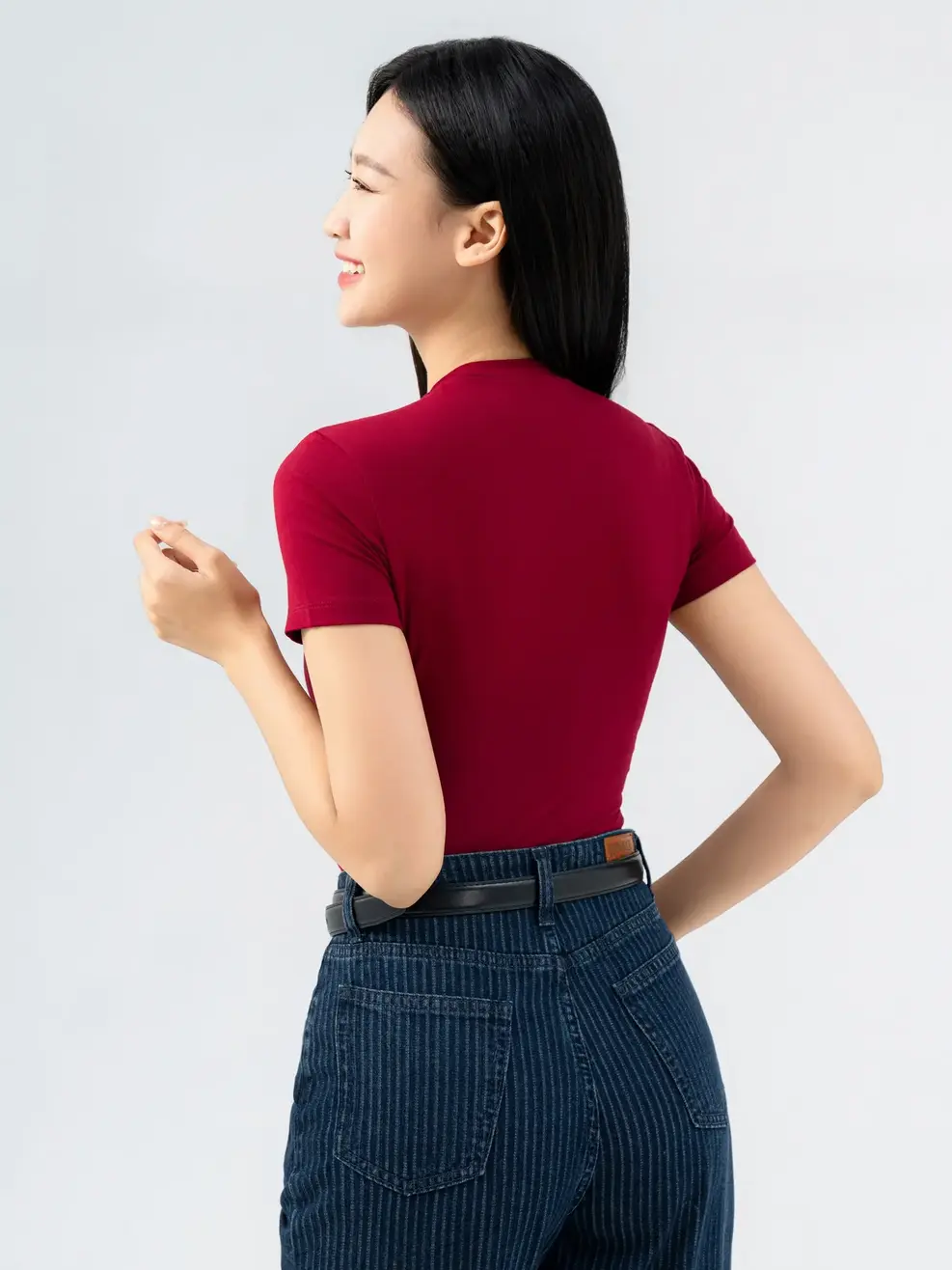 Áo Phông Ôm Cổ Cao Croptop-TSN7269 - Màu đỏ 008 - S