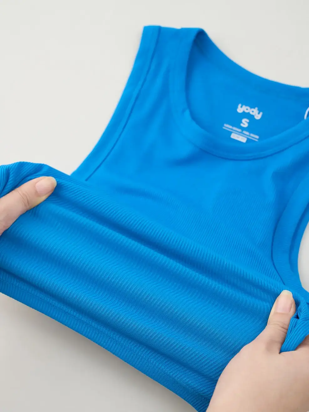 Áo 3 Lỗ Nữ Thun Rib Tăm Nhỏ Dáng Ngắn - Xanh dương - S