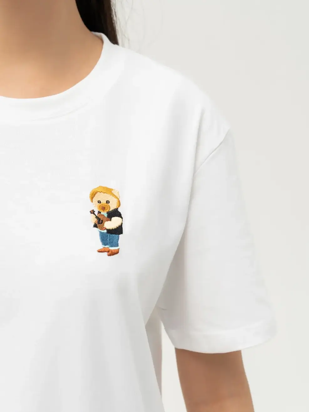 T-shirt Nữ Thêu Gấu Chất Liệu Cotton Usa - Trắng 1 - S