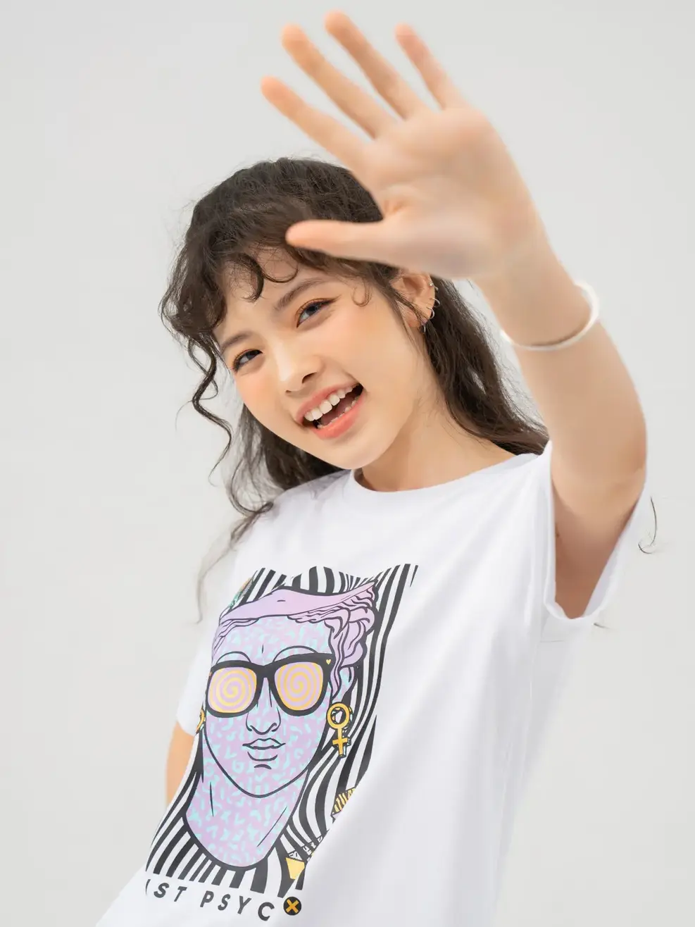 T-shirt Nữ Dáng Rộng In Just Psych Bột Ngô - Trắng 1 - F