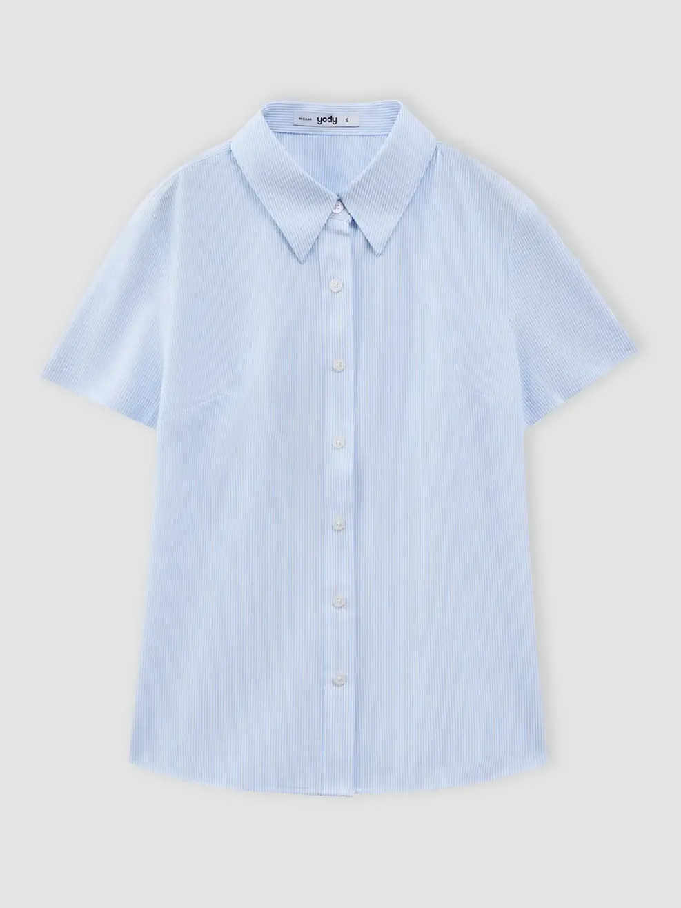 Áo Sơ-mi Ngắn Tay Knit Essential - Kẻ Xanh Da Trời 191 - S