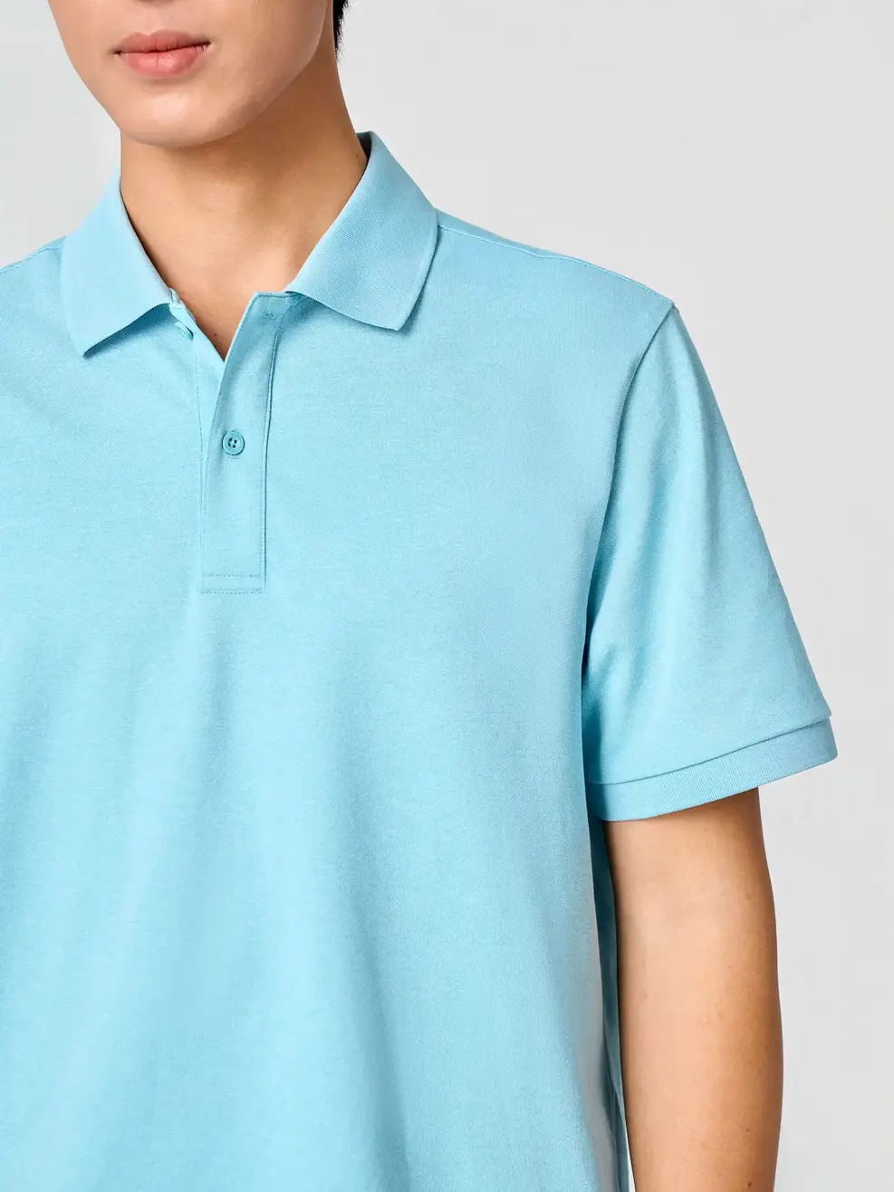 Áo Polo Nam Ngắn Tay Nẹp Che Cúc -  Xanh Da Trời 242 - S