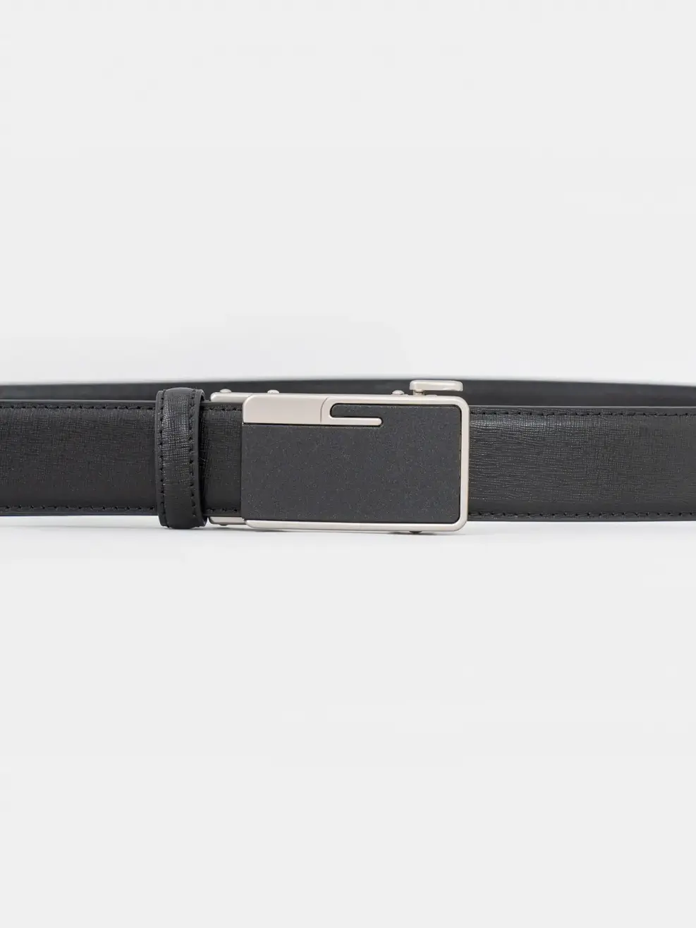  Thắt Lưng Nam Da Bò Mặt Bọc Viền Kim Loại  - Đen - 110